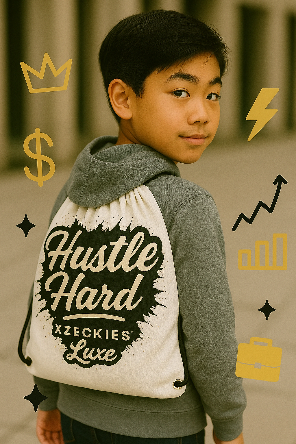 Xzeckies™ Hustle Hard Luxe Drawstring bag